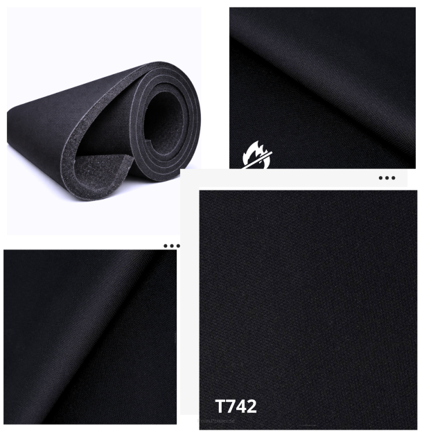 Dachhimmelstoff Schwarz mit 8 mm Schaumstoff – schwer entflammbar | SAM742